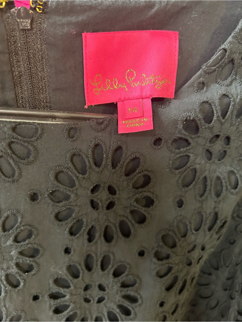 Lilly Pulitzer Black Floral Eyelet Sheath Romper Dress Size 14